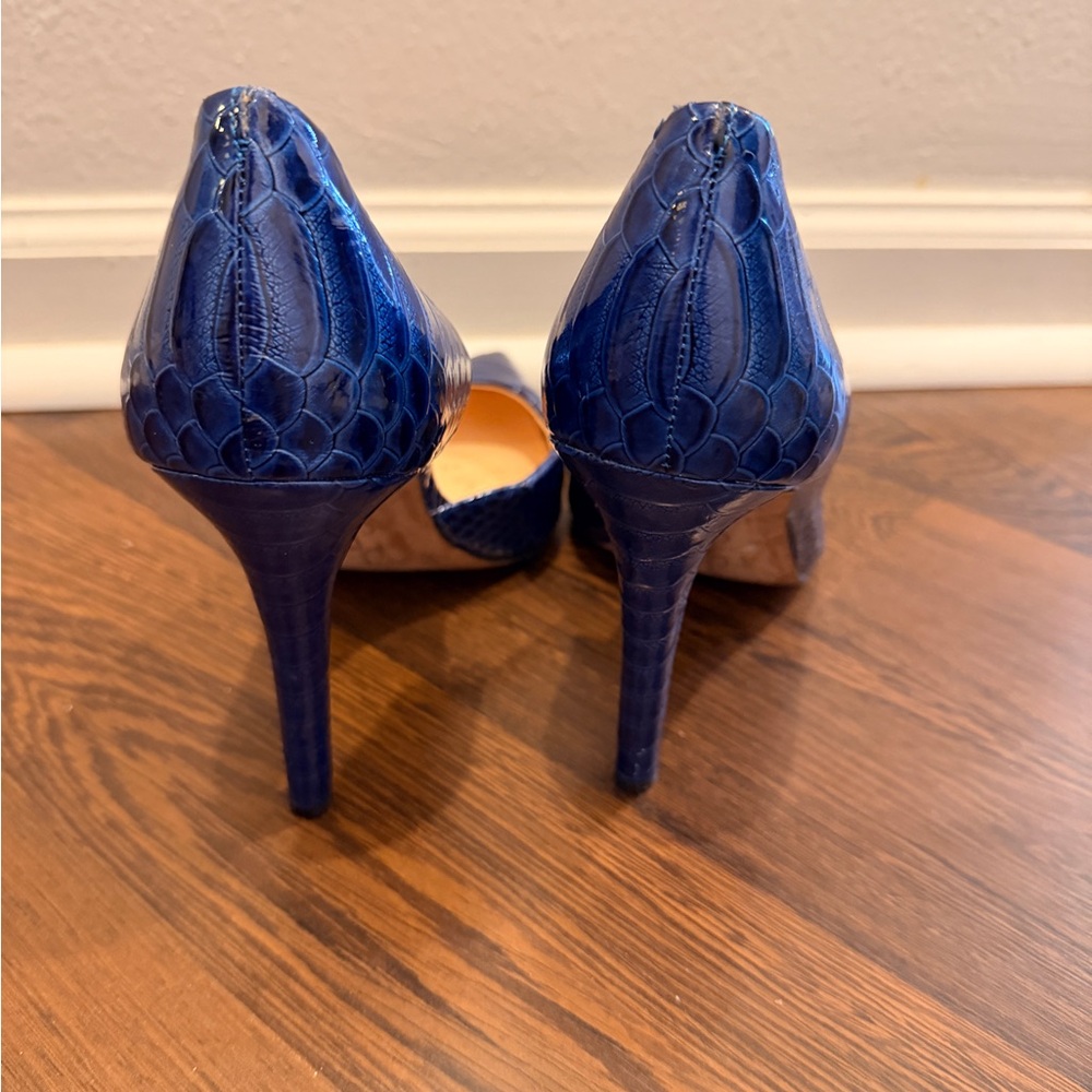 Jessica Simpson Blue Croc-Pattern Heels - Picture 2 of 2